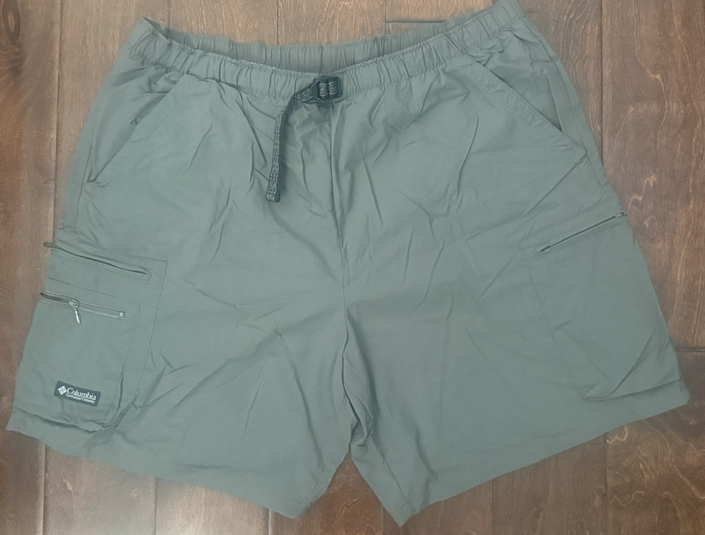 Columbia Shorts Mens Olive Green Cargo Pockets Lined Camping Hiking Utility - XL